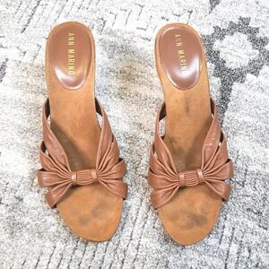 Ann Marino Brown Leather Mules size 9M